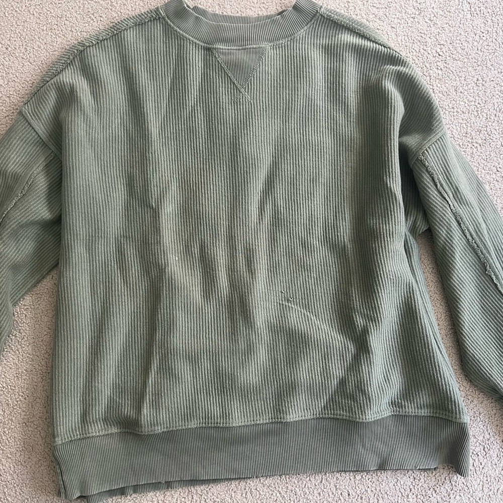 Aerie Sage Green Crew Neck Sweater